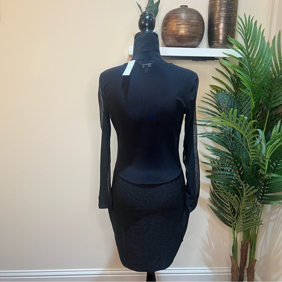 Express Shimmer Cut Out Bodycon Mesh Low Back Dress 10 - Picture 9 of 9